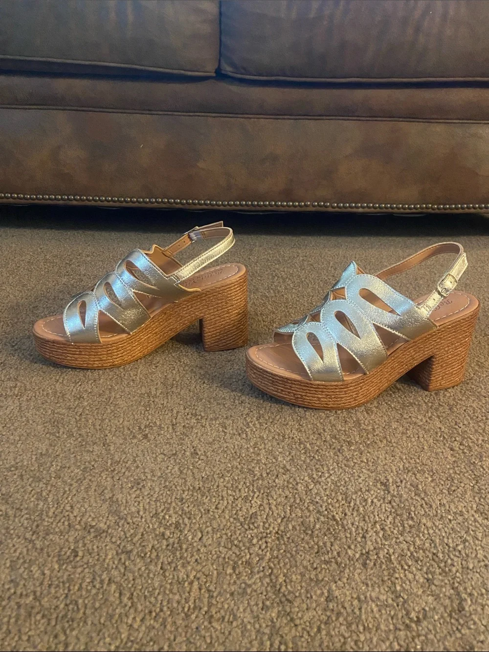 Bella Vita Metallic Gold Wedge Slingback Sandals